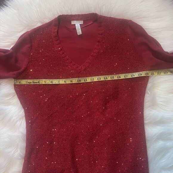Holiday Sweater Charter Club Size XL Red Sequins Sparkles Christmas New Year's - Picture 4 of 13